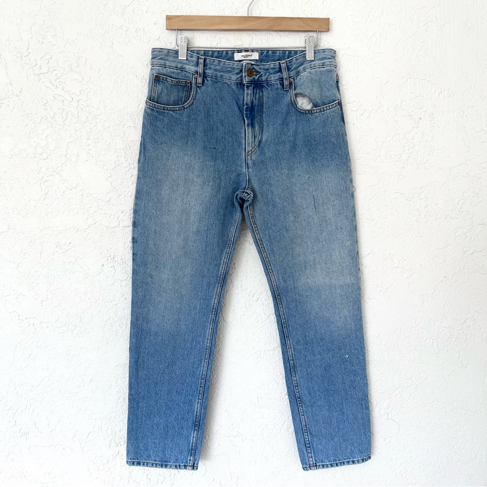 Isabel Marant Etoile Embroidered Pocket Blue Denim Jeans
